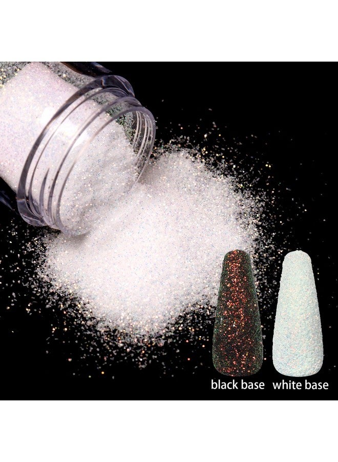 2 Colors Nail Glitter Powder White Black Dust Sand Powder Shining Sugar Effect Glitter Candy Coat Cosmetic Festival Powder Diy Nail Art Decoration Crafts For Manicure