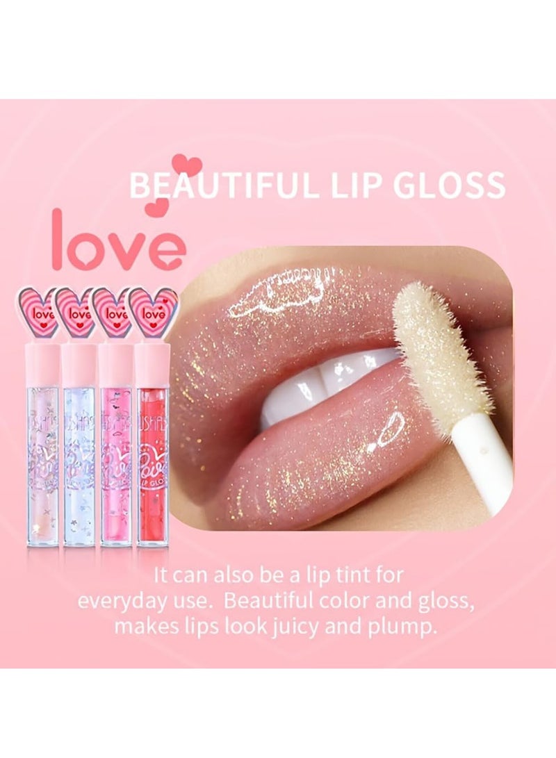 6 Colors Hydrating Glitter Lip Gloss Set, Plumping Oil, Moisturizing Shimmer Glow Long Lasting Liquid Lipstick Crystal Jelly for Girls and Women Plumper Tint Makeup