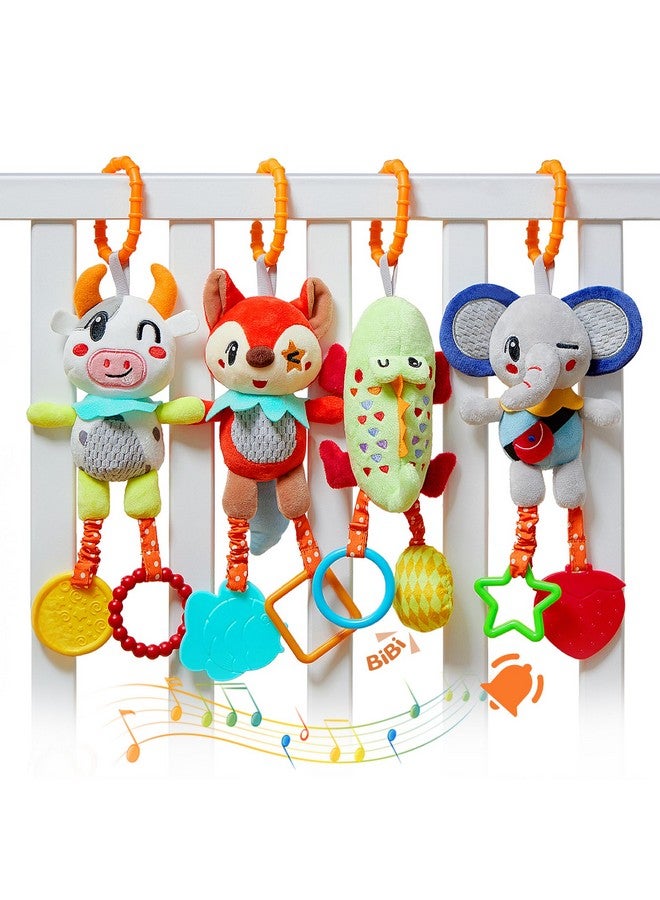 4 Pack Baby Toys For 0 3 6 9 12 Months, Hanging Crib Toys For Newborn Infant Development, Car Seat Stroller Soft Plush Rattles Toy For Babies