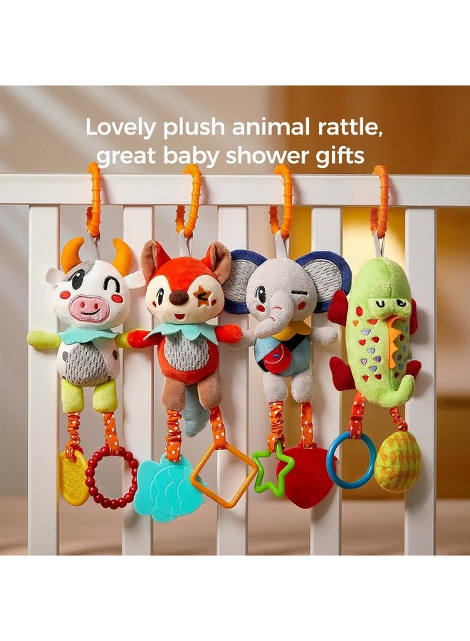 4 Pack Baby Toys For 0 3 6 9 12 Months, Hanging Crib Toys For Newborn Infant Development, Car Seat Stroller Soft Plush Rattles Toy For Babies