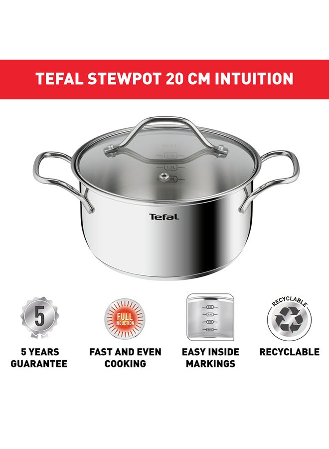 Intuition 20 cm Casserole, Premium Stainless Steel 18/10, 2.9 L, Induction, B8644474 Stainless Steel 20 cmcm