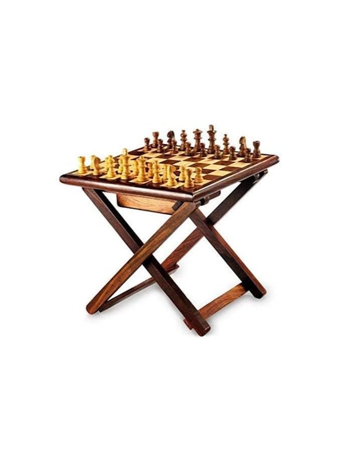 Acewood Kids 12X12 Inches Handmade Wooden Table Chess - Foldable With Storage Box (12 Inch) Chess Table