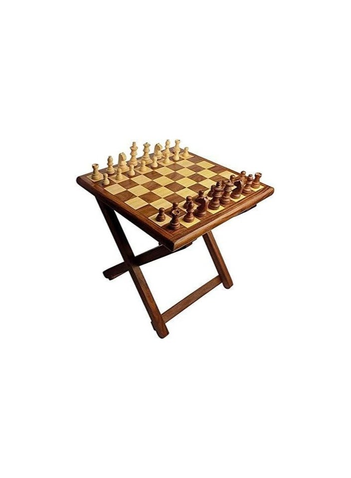 Acewood Kids 12X12 Inches Handmade Wooden Table Chess - Foldable With Storage Box (12 Inch) Chess Table