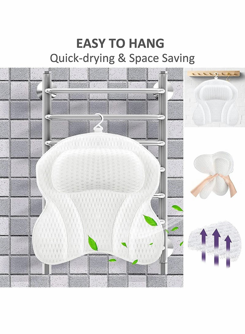 4D Spa Air Mesh Bath Pillows for Ultimate Comfort in Bathtub and Shower, Neck and Shoulder Support