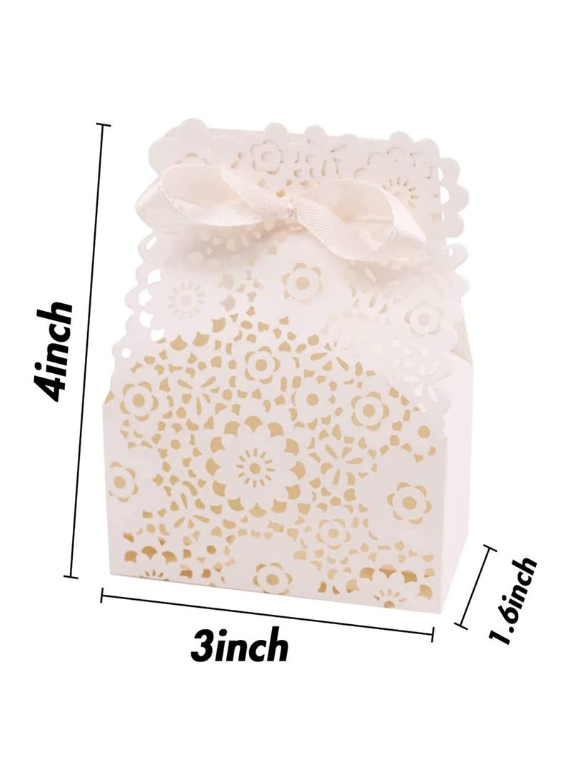 Party Favor Box, Floral Favor Boxes, 50PCS Mini White Paper Laser Cut Gift Candy Box, Wedding European Hollow Candy Box for Bridal Shower Baby Birthday Party