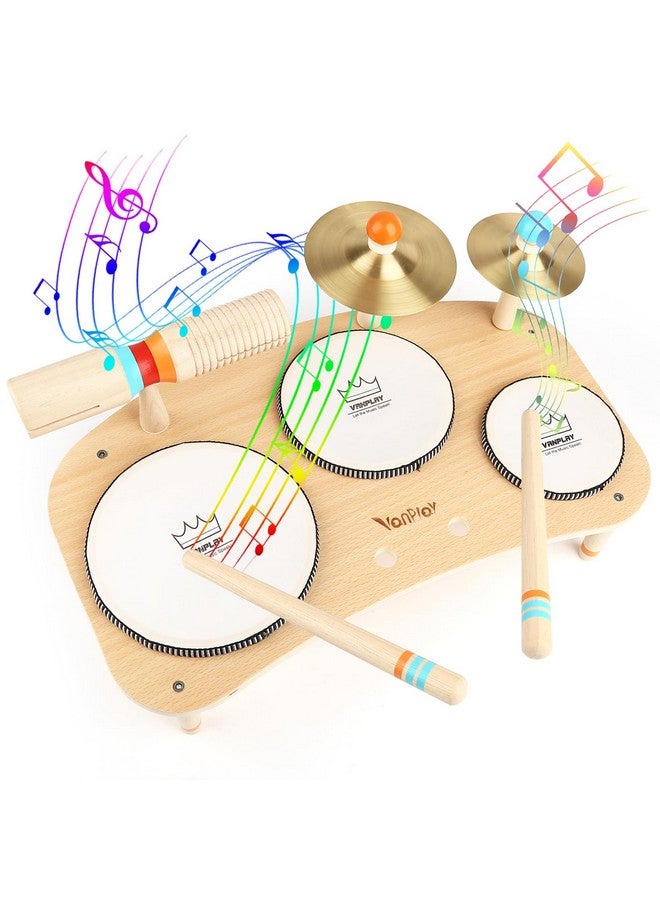 Kids Drum Set For Toddlers 1-3, All In One Musical Instruments - Wooden Musical Toys - Montessori Sensory Toys For 1 Year Old - Birthday Gifts For Girls Boys