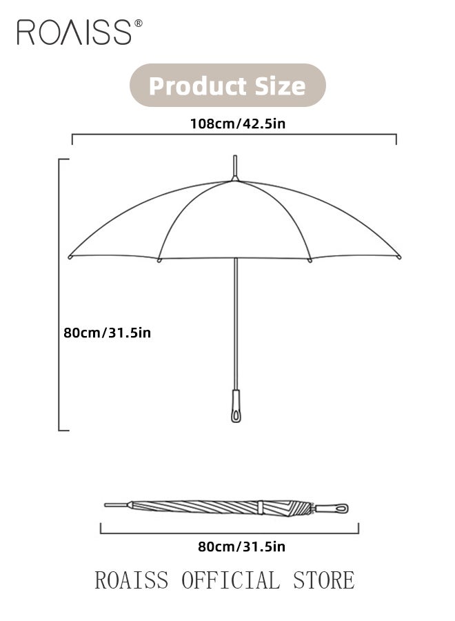 Multifunctional Long Handle 16 Rib Umbrella with Ring Handle Fruit Color Waterproof Enlarged Automatic Umbrella with Reinforced Fiberglass Ribs for Effective Wind Rain and Sun Protection