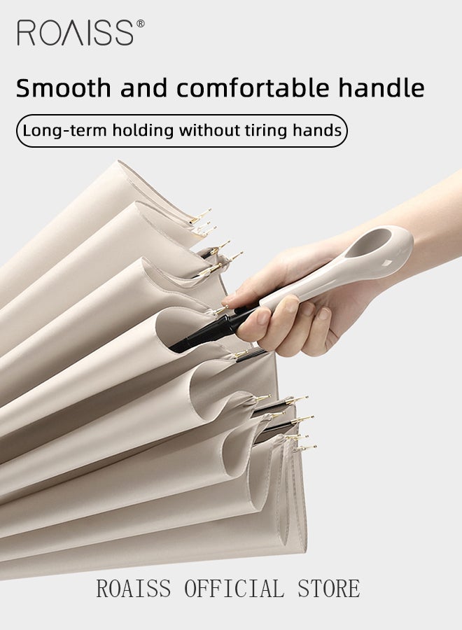 Multifunctional Long Handle 16 Rib Umbrella with Ring Handle Fruit Color Waterproof Enlarged Automatic Umbrella with Reinforced Fiberglass Ribs for Effective Wind Rain and Sun Protection