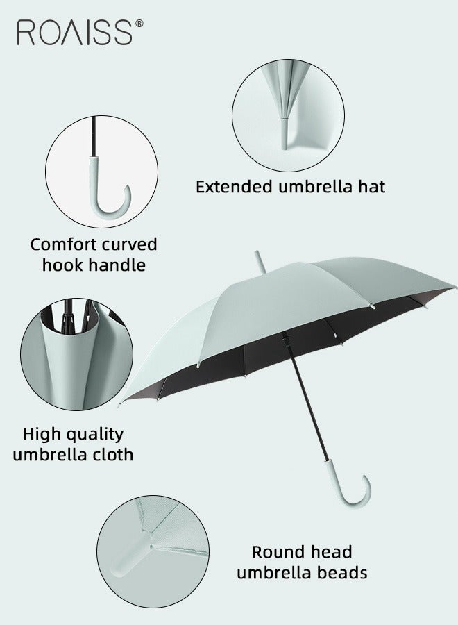 8-Bone Automatic Long-Handled Umbrella Vinyl Sunshade Straight Pole Wind-Resistant Reinforced Large Umbrella Sun Protection Uv Protection Upf50 for Sun and Rain