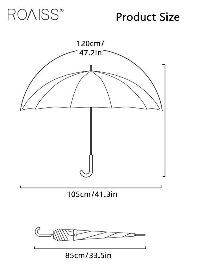 8-Bone Automatic Long-Handled Umbrella Vinyl Sunshade Straight Pole Wind-Resistant Reinforced Large Umbrella Sun Protection Uv Protection Upf50 for Sun and Rain