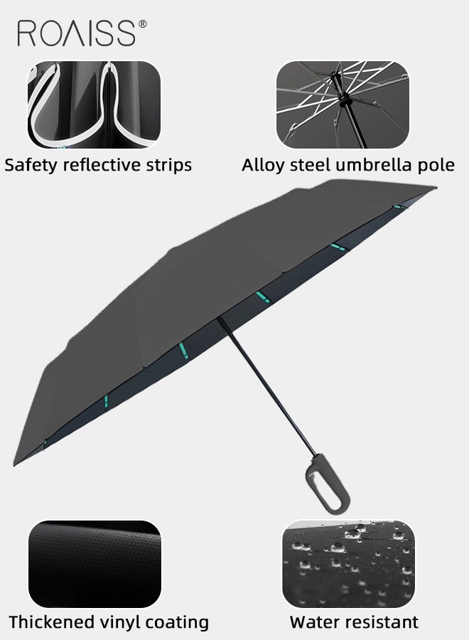 60 Rib Fully Automatic Umbrella for Men Women Reverse Folding Dual Purpose Umbrella with Nano Waterproof Coating and Black Vinyl Layer Sun Protection Umbrella Cloth Highly Efficient Insulation UPF50+