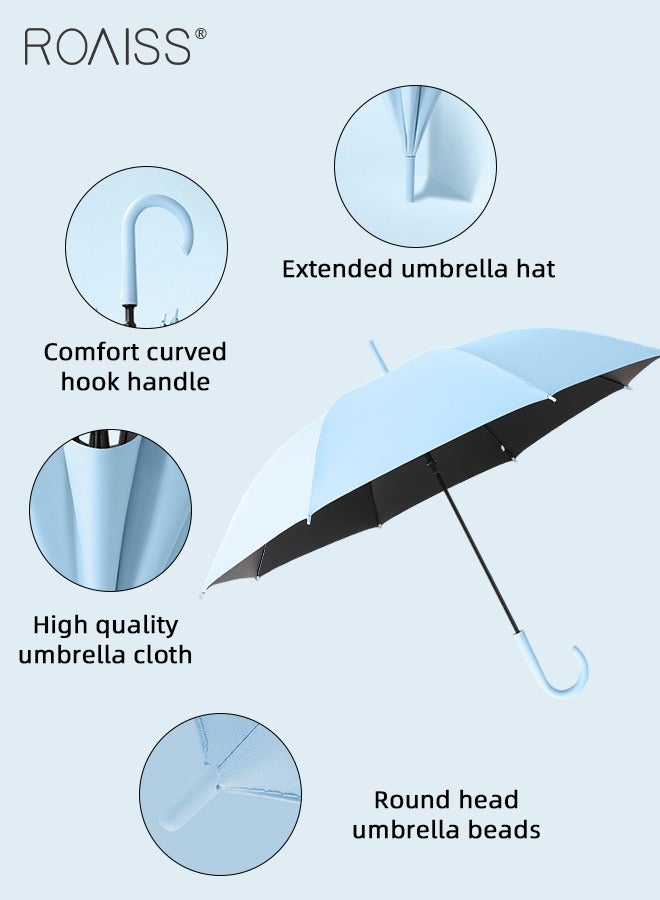 8-Bone Automatic Long-Handled Umbrella Vinyl Sunshade Straight Pole Wind-Resistant Reinforced Large Umbrella Sun Protection Uv Protection Upf50 for Sun and Rain