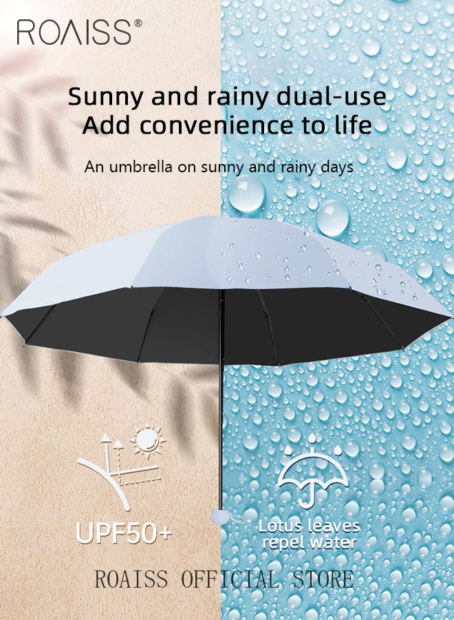 Unisex 12 Rib Dual Purpose Umbrella Highly Efficient Insulation Capsule Parasol UPF50+ Mini Lightweight 5 Fold Umbrella 37 Inch Enlarge Umbrella Cover Includes Umbrella Case