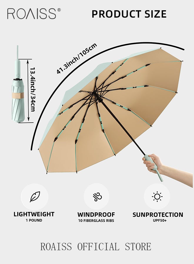 Multifunctional Fully Automatic Umbrella for Unisex with Double Layer Macaron Colors 10 Ribs Sun and Rain Dual Use Folding Umbrella Enhanced Sun Protection Colored Vinyl Umbrella