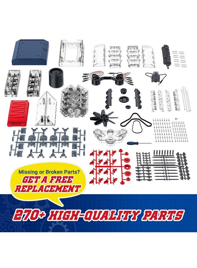 V8 Combustion Engine Model Kit That Runs - Build Your Own Stem Mini V8 Model Engine Kit For Adults & Kids Age 12+, Visible V8 Mini Engine Kit That Works For Adult W/ 270 Stem Parts