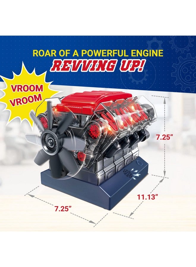 V8 Combustion Engine Model Kit That Runs - Build Your Own Stem Mini V8 Model Engine Kit For Adults & Kids Age 12+, Visible V8 Mini Engine Kit That Works For Adult W/ 270 Stem Parts