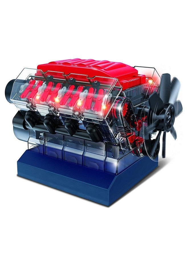 V8 Combustion Engine Model Kit That Runs - Build Your Own Stem Mini V8 Model Engine Kit For Adults & Kids Age 12+, Visible V8 Mini Engine Kit That Works For Adult W/ 270 Stem Parts