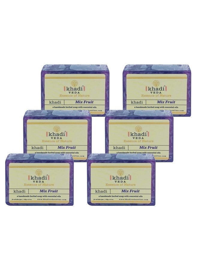 Mix Fruit Herbal Hand Made Bathing Soap Bar For Skin Complexion Lightening 125 Gm Each(Pack Of 6)