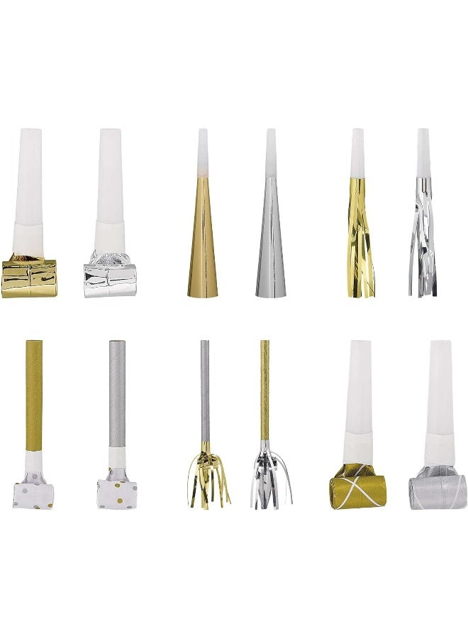 amscan Birthday Accessories Silver & Gold Noisemakers | Various Sizes | 50 Pcs.