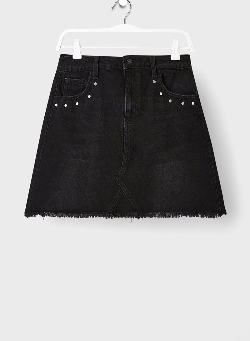 Youth Studded Denim Skirt