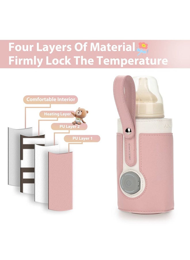 Portable Bottle Warmer, Bottle Warmer with 2A USB Wall Charger, with 3 Temperature Control, USB Baby Bottle Warmer for Breastmilk or Formula for Travel and Other Outdoor Activities