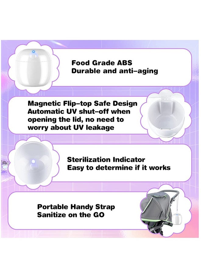 Usb Rechargeable Portable Pacifier Sterilizer, White