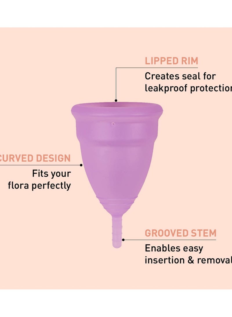 Sirona Reusable Menstrual Cup - Large Size With Pouch, 15ml Mini Intimate Wash & Cup Wash, Ultra Soft, Odour & Rash Free, No Leakage, Protection For Upto 10-12 Hours, FDA Approved