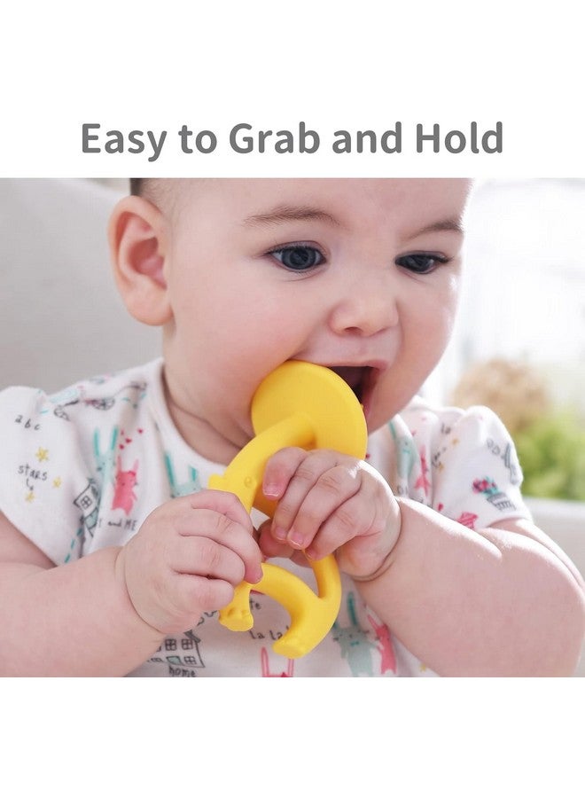 Baby Teething Toys For 3-6-9-12 Months With Strap To Clip, Mombella Dancing Elephant Silicone Teether & Toothbrush For Teeth Beginning & Eruption Period, Relieve Itch, Clean Tongue & Gum, Yellow