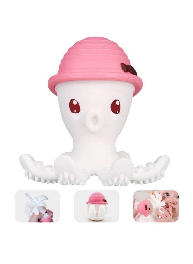 Baby Teethers For Babies 3-6-12-18 Months, Baby Teething Toys 9 Month Old, Mombella Octopus Squishy Silicone Chew Toys For Infant, Baby Shower Registry For Girls, Message Sore Gums, Pink