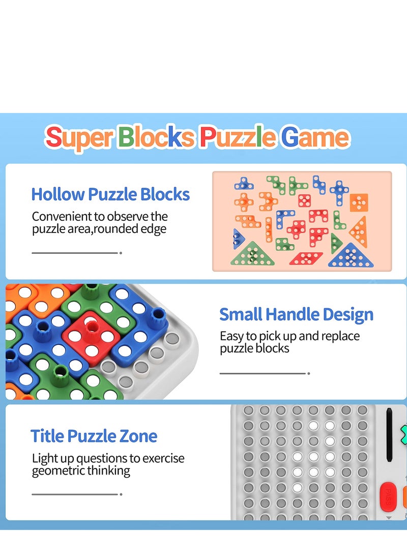 Super Blocks Game, Brain Teaser Puzzle Solve Game for Kids Teens, Multiple Blocks Pattern Matching Game for Kids Teens Boys Girls Birthday Gifts Travel Games