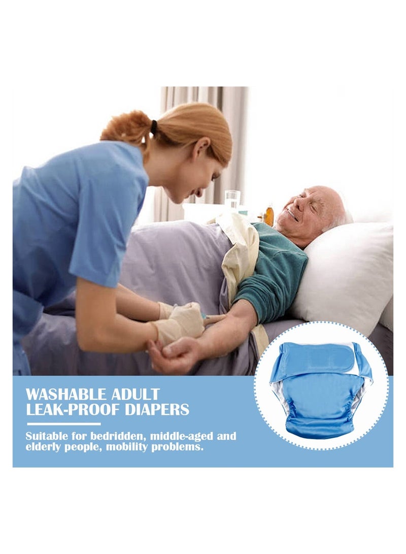 Adjustable Waterproof Adult Cloth Diaper for Incontinence Care Maximum Absorbency for Elderly Pregnant and Disabled Users Blue