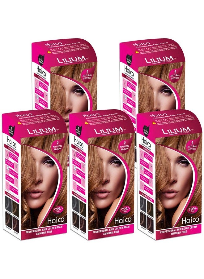 Haico Professional Natural Brown Hair Color Cream Ammonia Free Pack Of 5