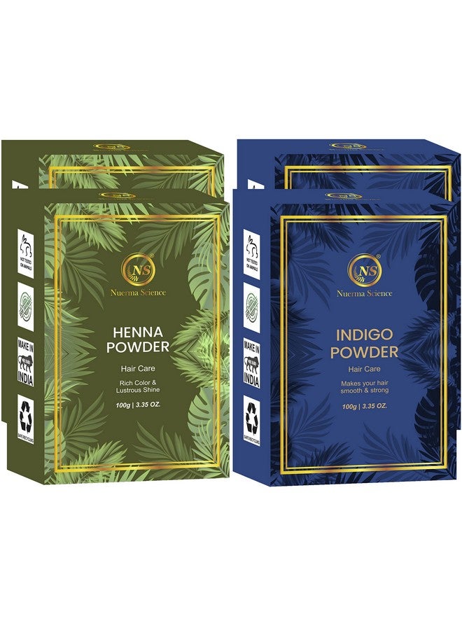 Henna & Indigo Powder Hair Color For Silky, Smooth Healthy Hair-(100 Gm Each, Pack Of 4) 400 Gm