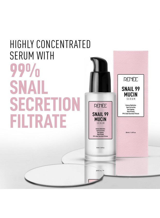 Snail 99 Mucin Serum For Face Contains 99% Snail Secretion Filtrate & Hyaluronic Acid Intense Hydration Blemishes Wrinkles & Spot Correction Anti Ageing Skin Firming All Skin Types