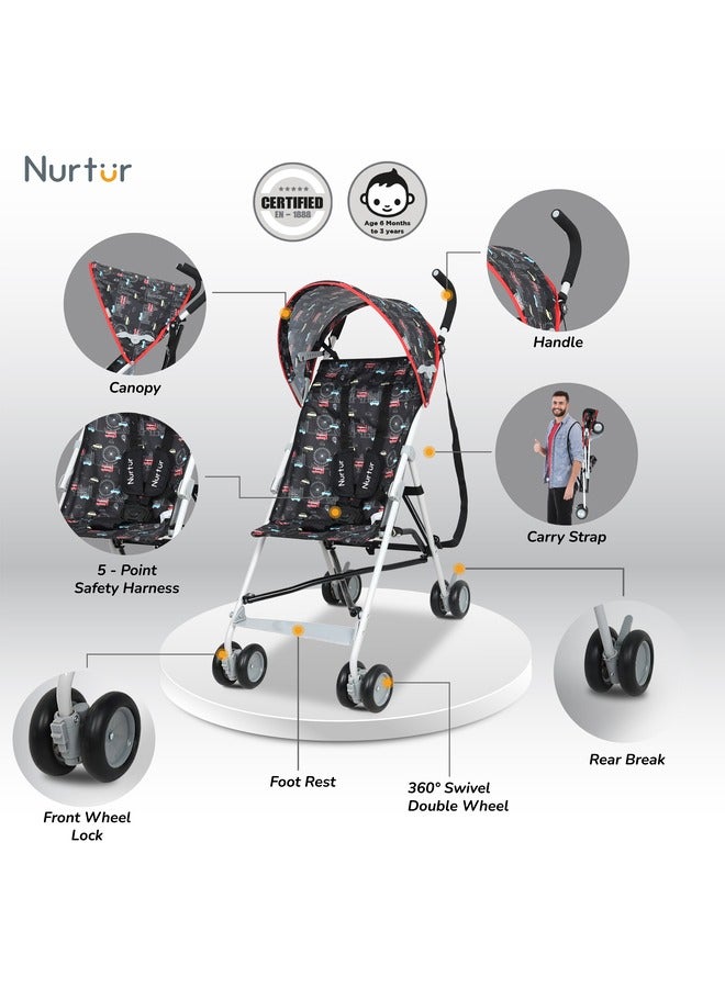 Rex Buggy Stroller Multicolor Lightweight Stroller with Compact Fold Canopy Shoulder Strap 6 to 36 monthsMulticolor Official Product