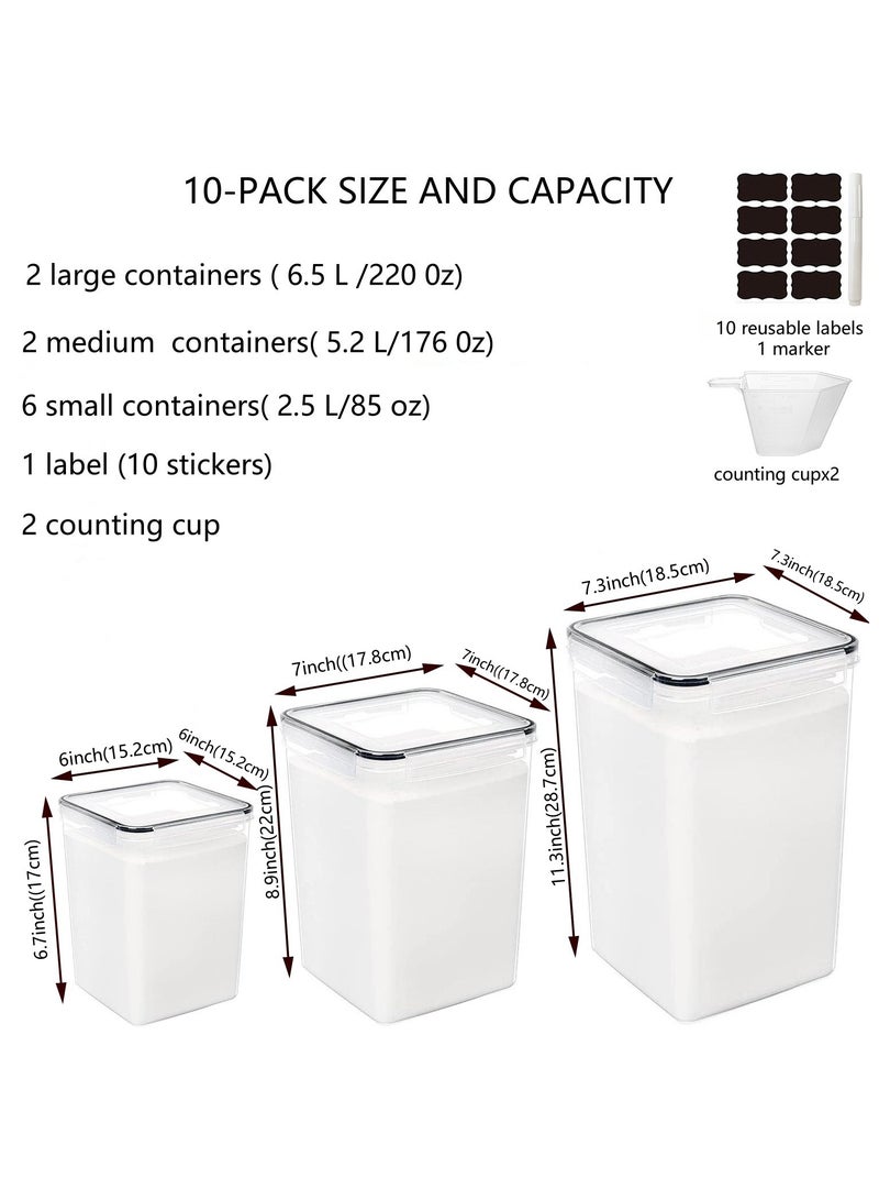 10-Pack Large capacity Food Storage Container,  Grain and Dry Food Storage Container, With Lock Buckle Food Kitchen Storage Organization, Suitable For Home and Kitchen (10-Pack)