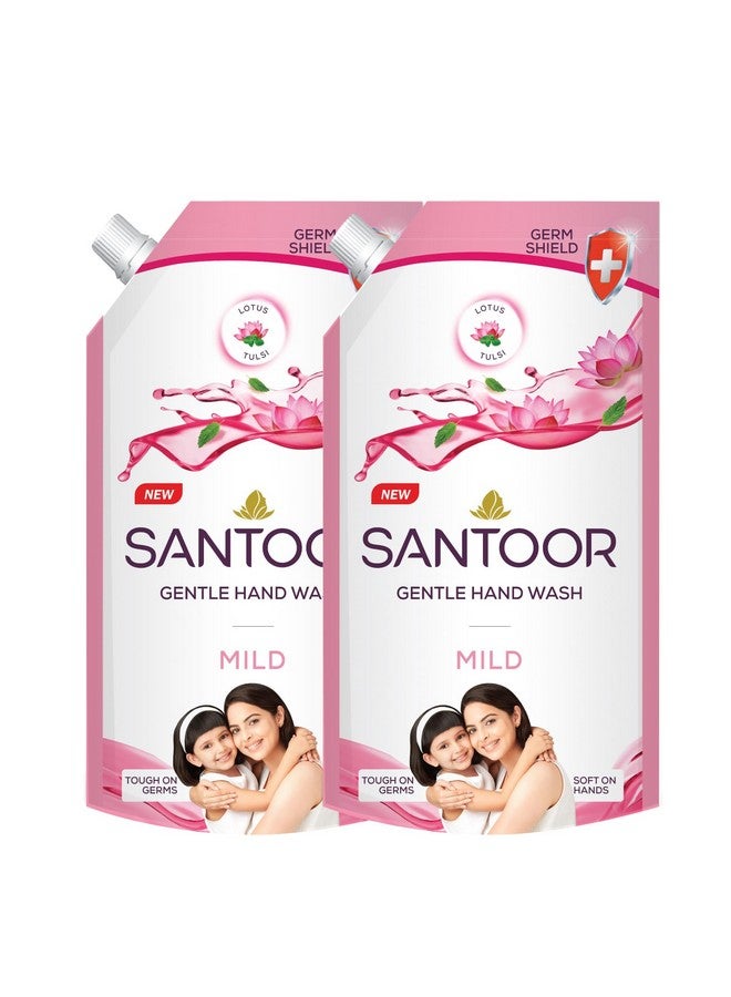 Mild Gentle Hand Wash With Goodness Of Lotus & Tulsi| Rich Lathering Formula With Anti-Bacterial Properties| Soft On Hands| Soothes & Hydrates Skin (675Ml, Pack Of 2)