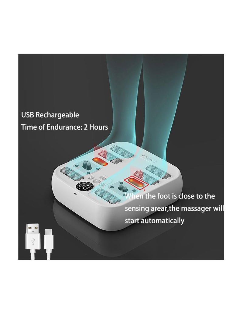 Foot Massager Electric Feet Massager With Heating 10 Itensities Foot Acupoint Massager Cordless Foot Relaxation Machine USB Rechargeable Body Massager for Foot Leg Calf Meridian Therapy Instrument