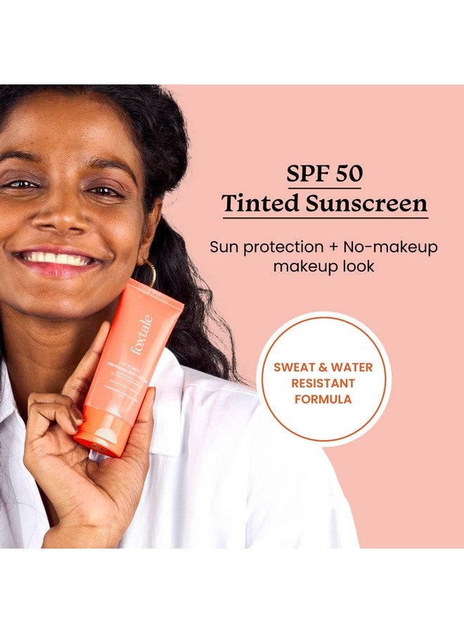 Tinted Sunscreen Spf 50 Pa++++ & Primer Shade 3 Vitamin E Water Resistant With Drytouch Finish No White Cast Blurs Out Pores 50Ml