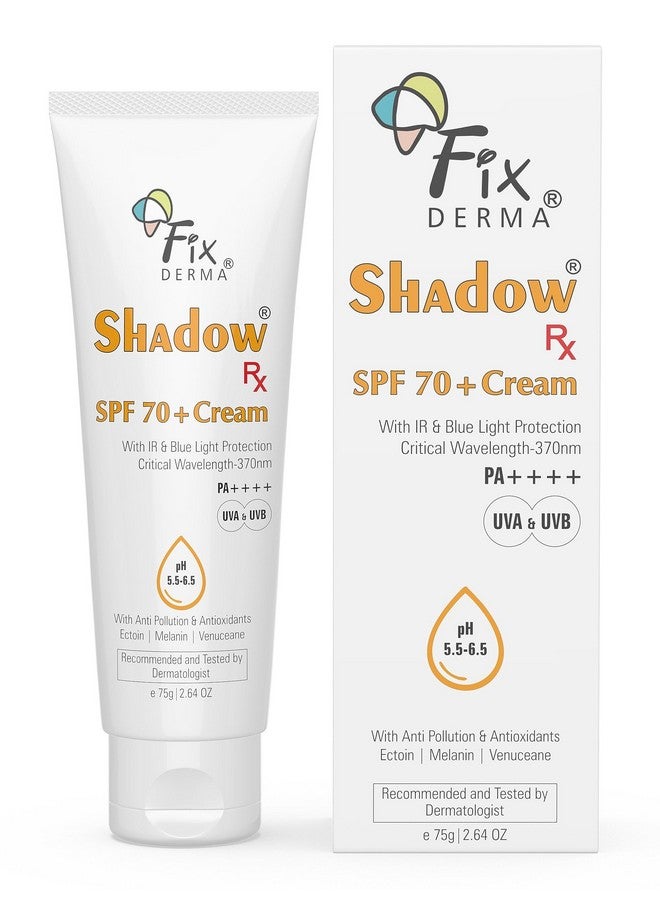 Shadow Rx Sunscreen Spf 70+ Cream Pa++++ Sunscreen For Dry Skin Sunblock Spf 70 Hybrid Sunscreen With Uva & Uvb Filters Antioxidants Ir Protection And Blue Light Protection 75Gm