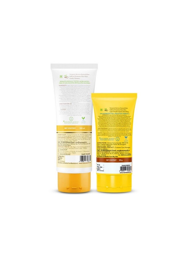 Ubtan Cleanse & Sun-Shield Combo | Ubtan Face Wash- 100 Ml & Ubtan Detan Sunscreen- 50G | Removes Tan | Brightens Skin | Spf 50 & Pa++++ Protection | For Deep Cleansing And Protection