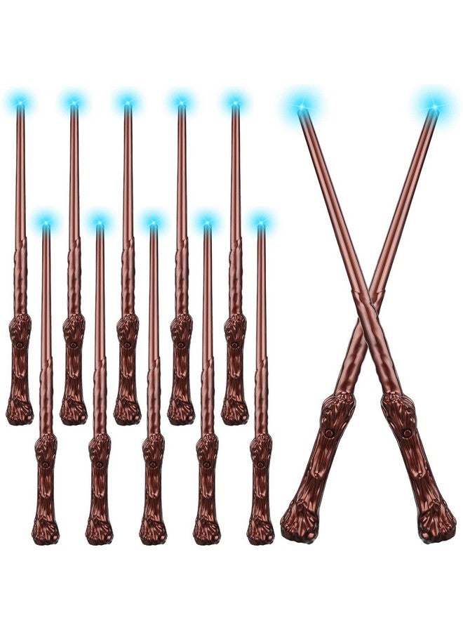 10 Pieces Light Up Magic Wizard Wands Sound Illuminating Toy Wand 14.6 Inch Witch Wand For Kids Halloween Birthday Gifts Cosplay Party Costume Accessories (Brown)