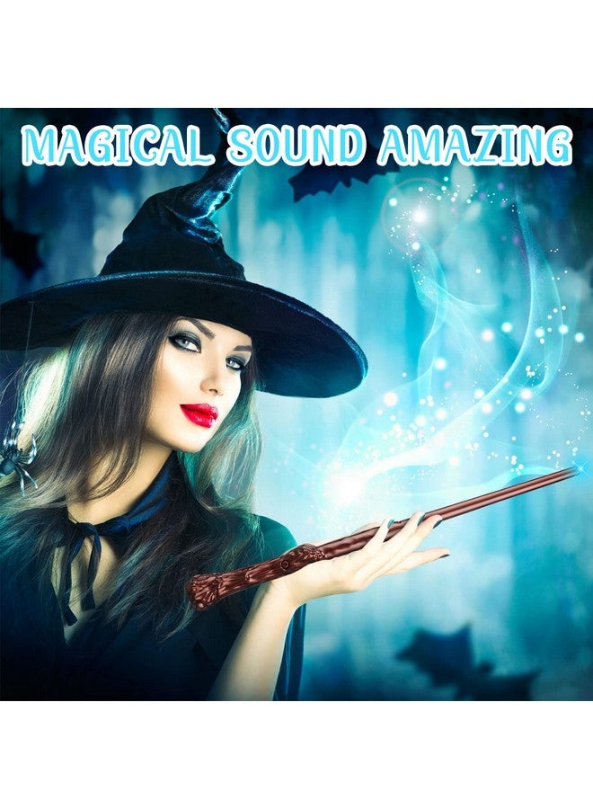 10 Pieces Light Up Magic Wizard Wands Sound Illuminating Toy Wand 14.6 Inch Witch Wand For Kids Halloween Birthday Gifts Cosplay Party Costume Accessories (Brown)