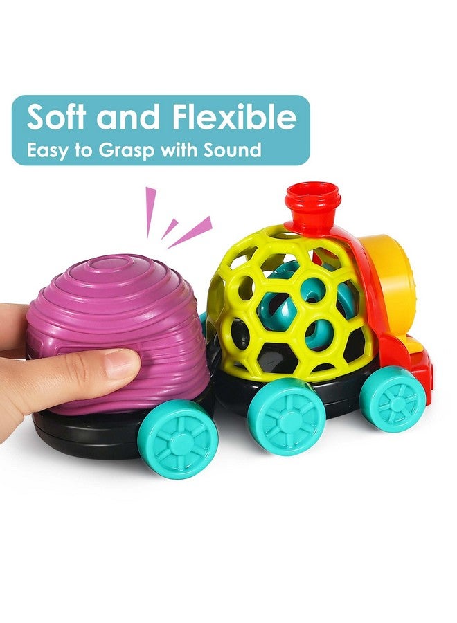 Baby Toy Train, Infant Soft Cars For 6-12 Month Boy, Musical Push N Go Truck, Toddler Sensory Ball Rattle, Development Grasp Babies Birthday Gift 7 8 9 10 18 Month 1 2 Year Old Girl