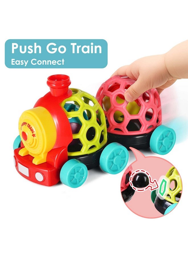 Baby Toy Train, Infant Soft Cars For 6-12 Month Boy, Musical Push N Go Truck, Toddler Sensory Ball Rattle, Development Grasp Babies Birthday Gift 7 8 9 10 18 Month 1 2 Year Old Girl