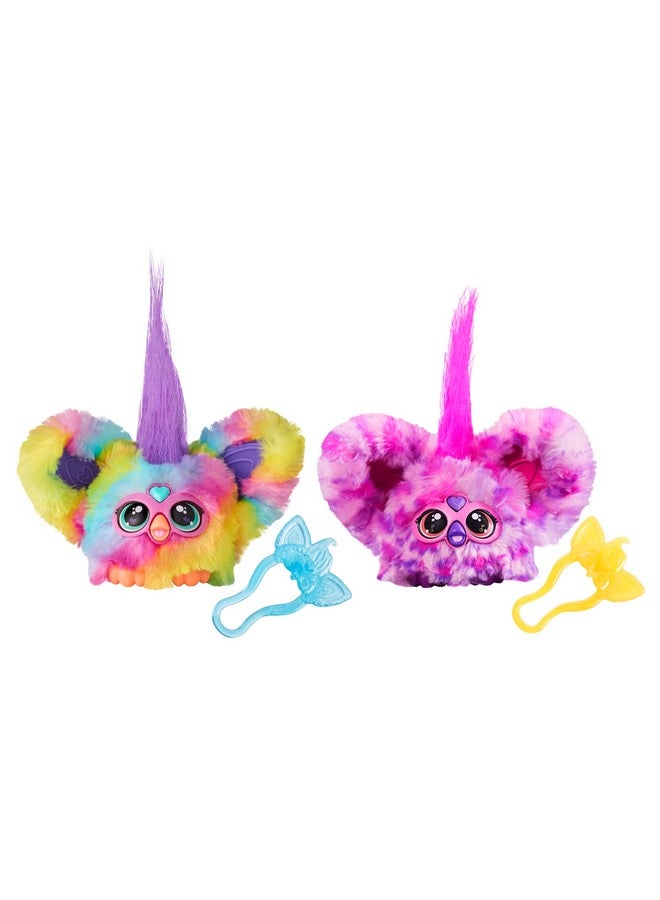 Furblets 2-Pack, Mini Friends Ray-Vee & Hip-Bop, 45+ Sounds Each, Music & Furbish Phrases, Electronic Plush Toys, Rainbow & Pink/Purple, Ages 6+