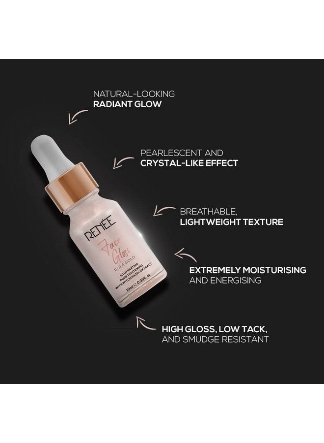 Face Gloss For Glass Like Skin - Instant Illumination, Radiant Glow, Pore Tightening, Nourishes Skin - Hydrating & Lightweight Moisturizing Glowing Makeup Base With Hyaluronic Acid - Rose Gold