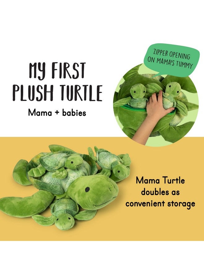 Talking Stuffed Mommy Sea Turtle With 3 Baby Turtles In Her Tummy | Plush Turtles | Stuffed Turtle | Stuffed Animal Family | Stuffed Animal Mom And Baby | Stuffed Animals For Ages 0+