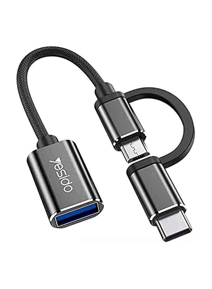 2 In 1 OTG Super Fast USB 3.0 Data Transmission Cable - Black