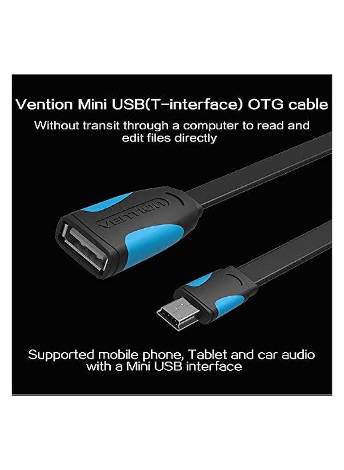 2 Pack Mini USB OTG Cable 1ft USB A Female to Mini USB B 5 Pin Male Adapter Cord Compatible for GoPro Hero 3 Hero HD PS3 Controller MP3 Player Dash Cam Digital Camera GPS Receiver PDA